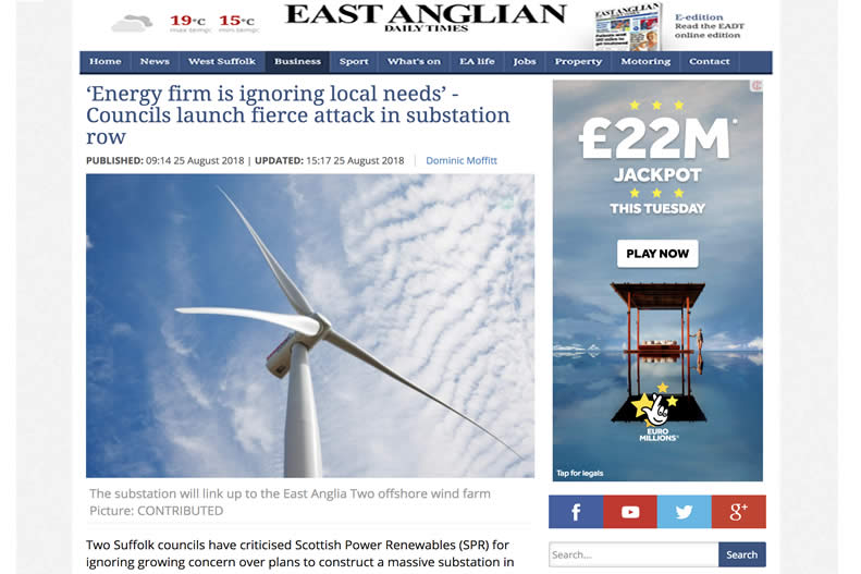 EADT Suffolk - Local councils say energy firm Scottish Power Renewables is not listening.