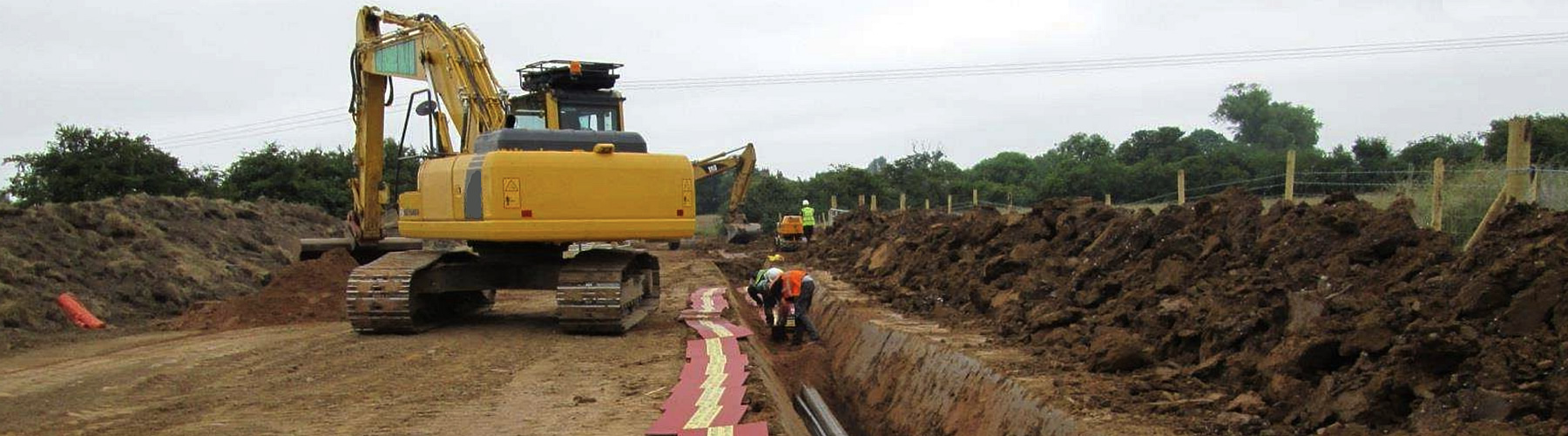 Example of wind farm cable route construction.